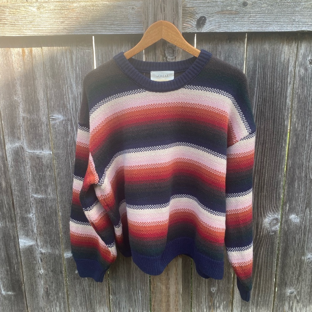 THE GREAT. THE BUBBLE PULLOVER - REFLECTION STRIPE size 3/large